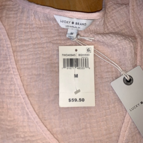 Lucky Brand Cold Shoulder Powder Pink Tie Side Top - Picture 3 of 7
